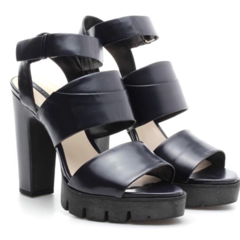 Zara Blue Leather Heels
